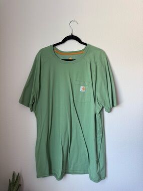 Carhartt Men’s Pocket T-Shirt in Sage Green with Orange Trim